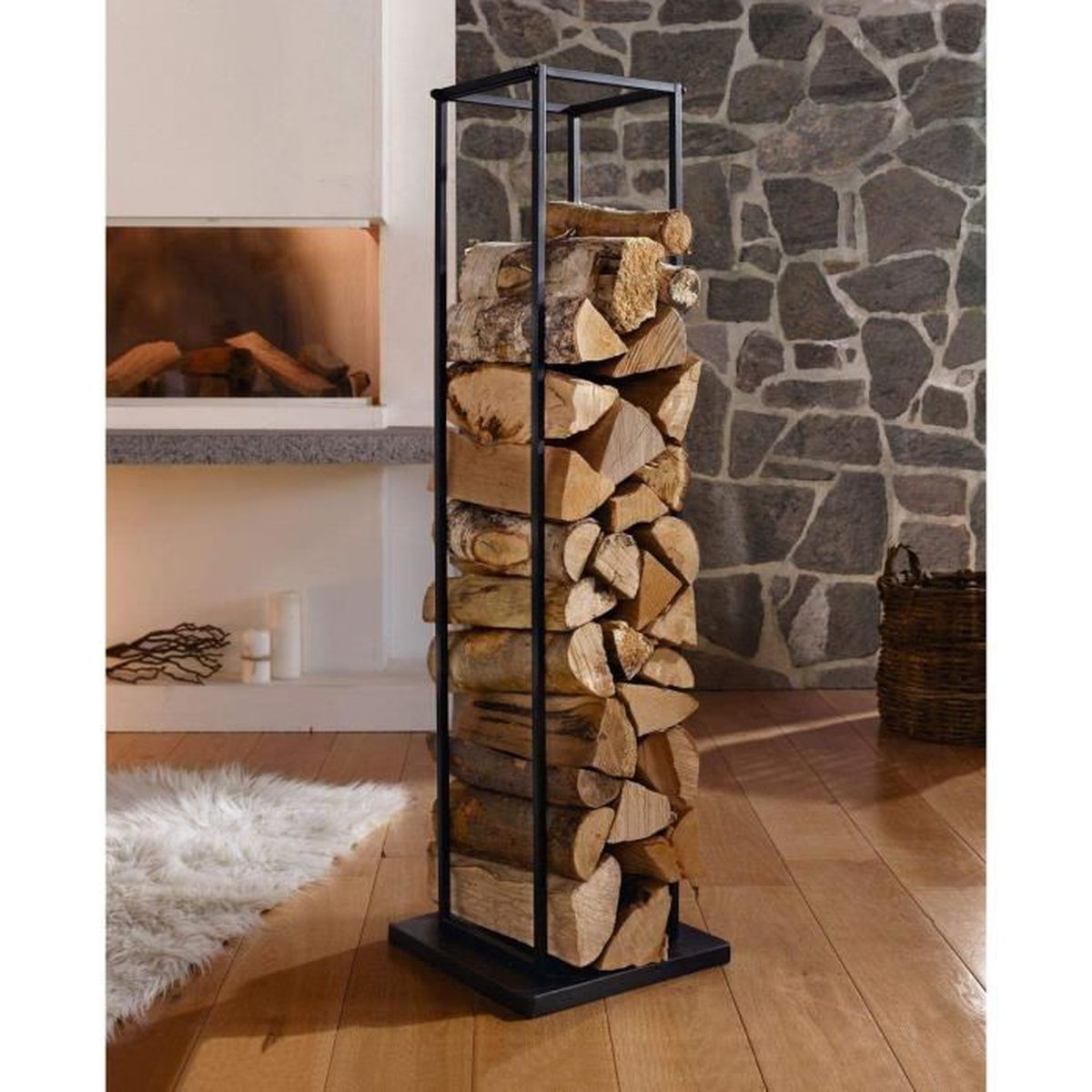 Étagère en métal pour bois de cheminée, meuble pour ranger les buches – Image 3